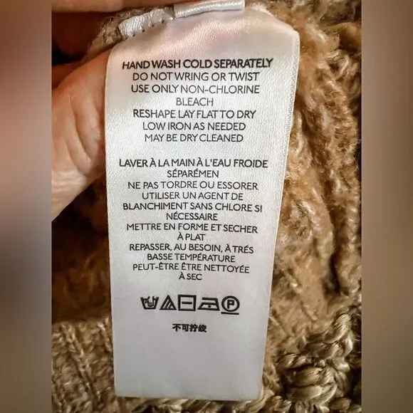 Anthropologie Honore Ribbed V Neck Chunky Knit Wool Sweater in Honey Sz XSP - Picture 16 of 16